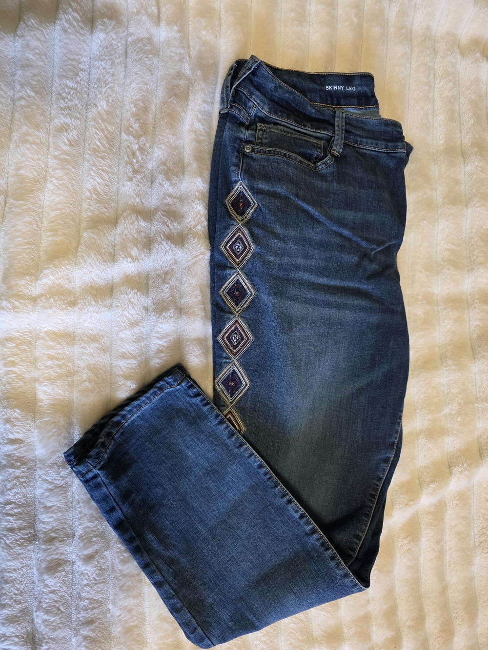 St. John's Bay Dark Blue Skinny Jeans with Diamond Embroidery